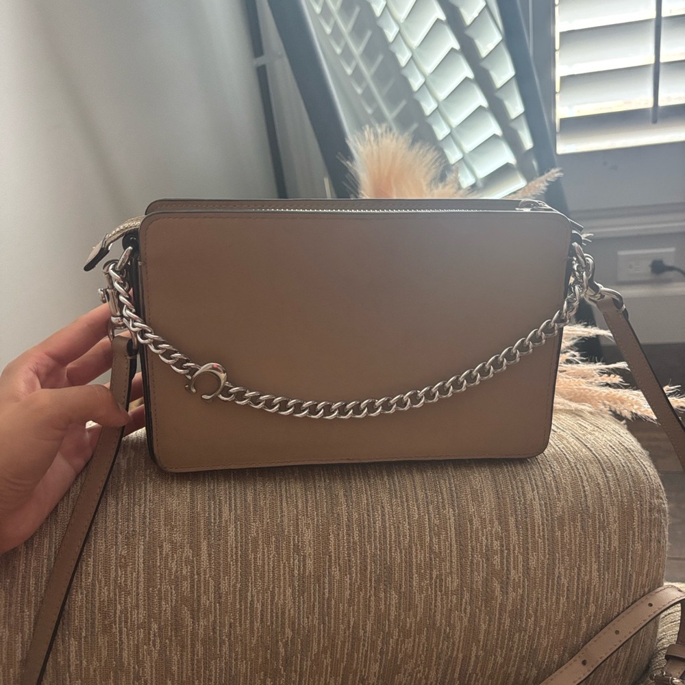 Coach Tan Leather Wallet with Snap Closure
